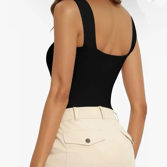 MANGOPOP Tank Top Bodysuit for Women Square Neck Sleeveless Body Suit Size Large - Picture 2 of 7